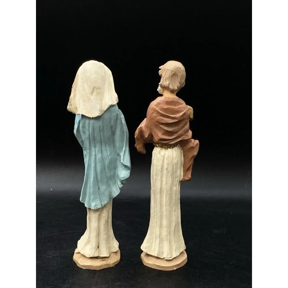 Holy Family Mary Madonna Holding Baby Jesus Joseph With Staff 6”